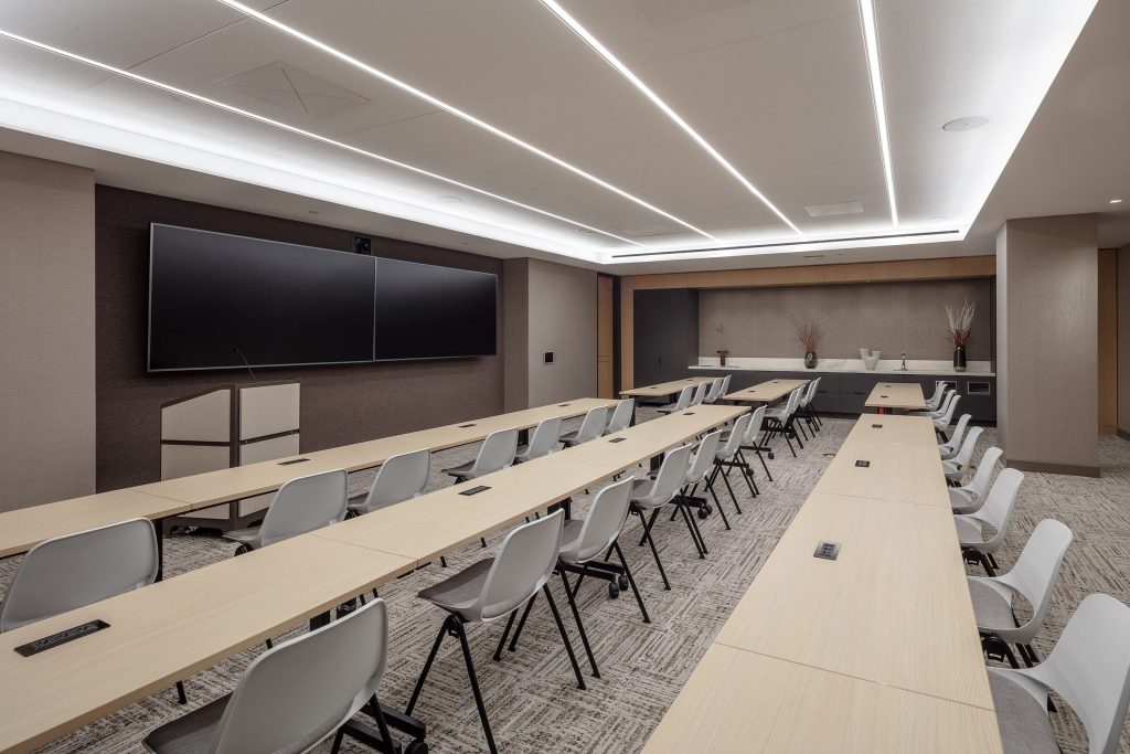 Skyline Gather Skyline Gather conferencing space set classroom style at 200 Park Avenue